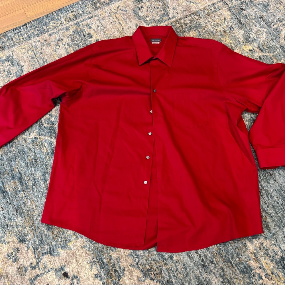 Van Heiden XXL Men's Red Dress Shirt Button Down